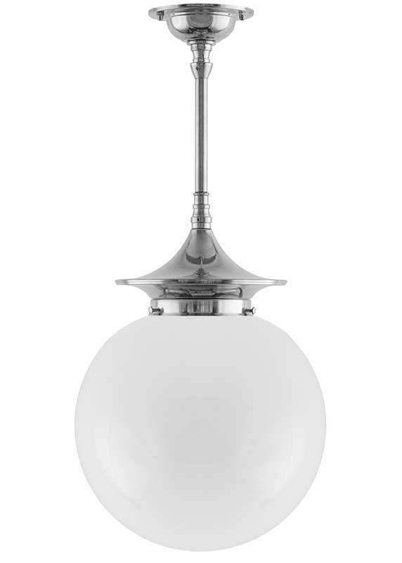 Badeværelseslampe - Loftslampe Dahlbergspendel 100 forniklet stor kuppelskærm