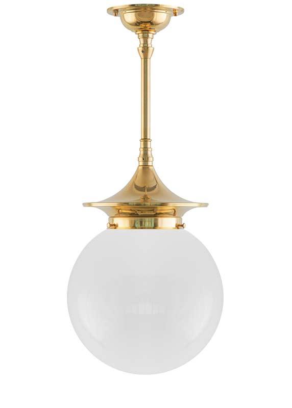 Loftslampe - Dahlbergspendel 100 messing opalhvid kuppelskærm