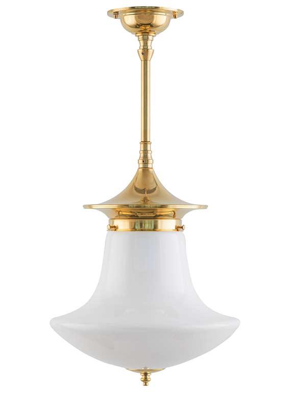 Badeværelseslampe - Loftslampe Dahlbergspendel 100 messing klokkeformet skærm