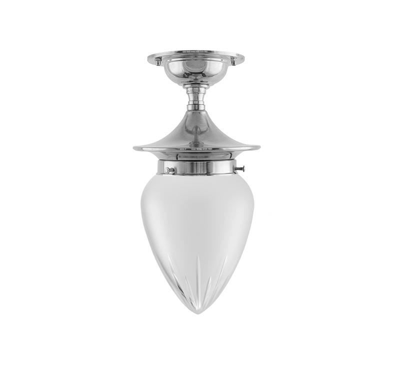 Ceiling Light - Dahlberg 80 - Nickel, Frosted Drop Shade