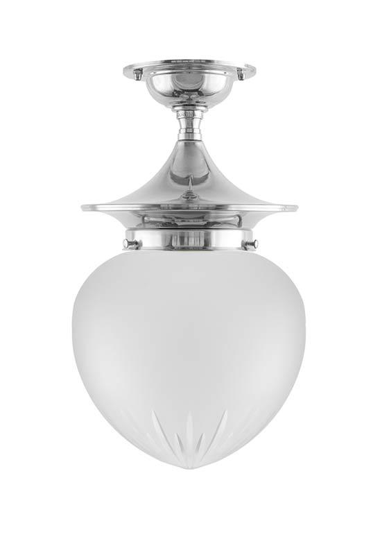 Ceiling Light - Dahlberg 100 - Nickel, Frosted Drop Shade