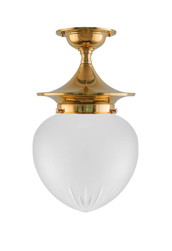 Ceiling Light - Dahlberg 100 - Brass, Frosted Drop Shade