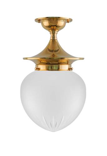 Ceiling Lamp - Dahlberg 100 brass, frosted drop shade