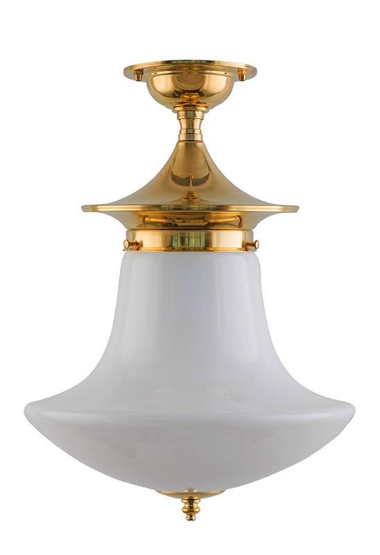 Badeværelseslampe - Loftslampe Dahlberg 100 messing klokkeformet skærm