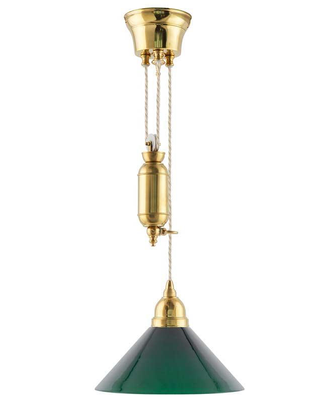 Lamp - Craftmans rise and fall pendant green shade