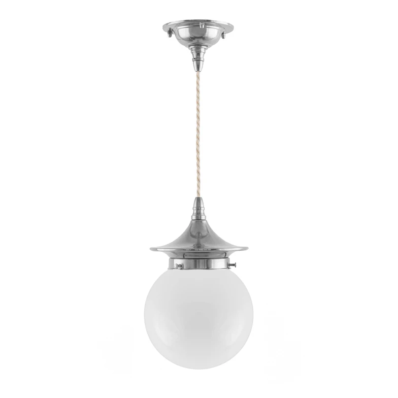 Ceiling Lamp - Dahlberg Cord Pendant 80 Nickel, Globe Shade