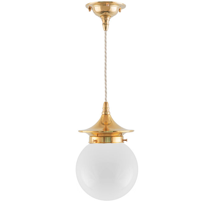 Ceiling Lamp - Dahlberg Cord Pendant 80 Brass, Globe Shade