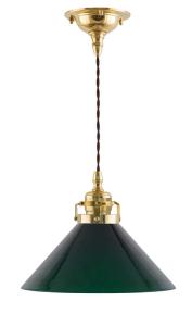 Taklampe - Skomakerlampe messing grønn skjerm - arvestykke - gammeldags dekor - klassisk stil - retro - sekelskifte