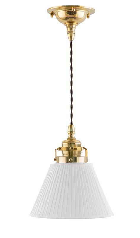 Taklampe - Skomakerlampe hvit tekstilskjerm - arvestykke - gammeldags dekor - klassisk stil - retro - sekelskifte
