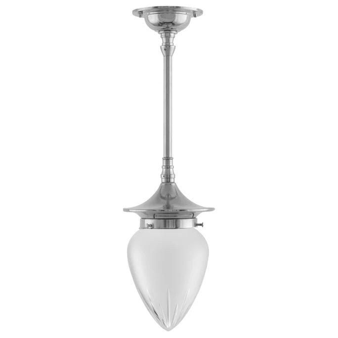 Ceiling Light - Dahlberg Pendant 80 Nickel, Frosted Drop Shade