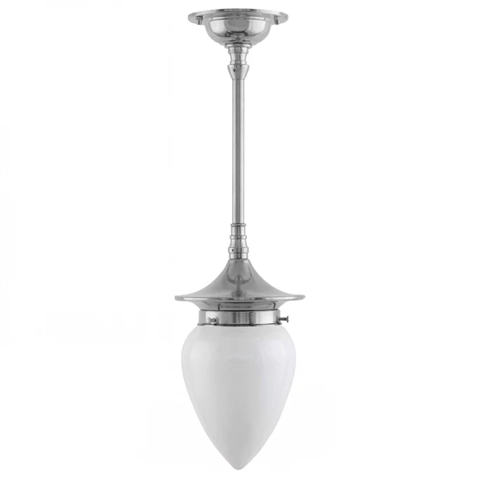 Loftslampe - Dahlbergspendel 80 nikkel, opalhvid dråbe
