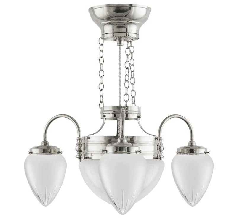 Chandelier - Three-Arm Ring Chandelier nickel with Frosted Glass