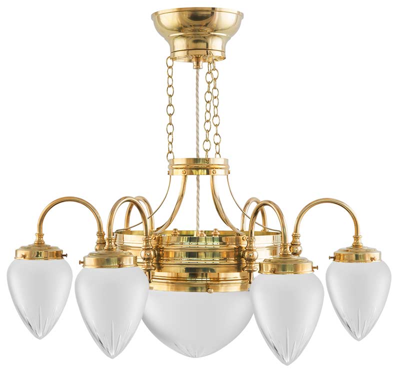 Chandalier - Six-armed ring chandelier with frosted glass