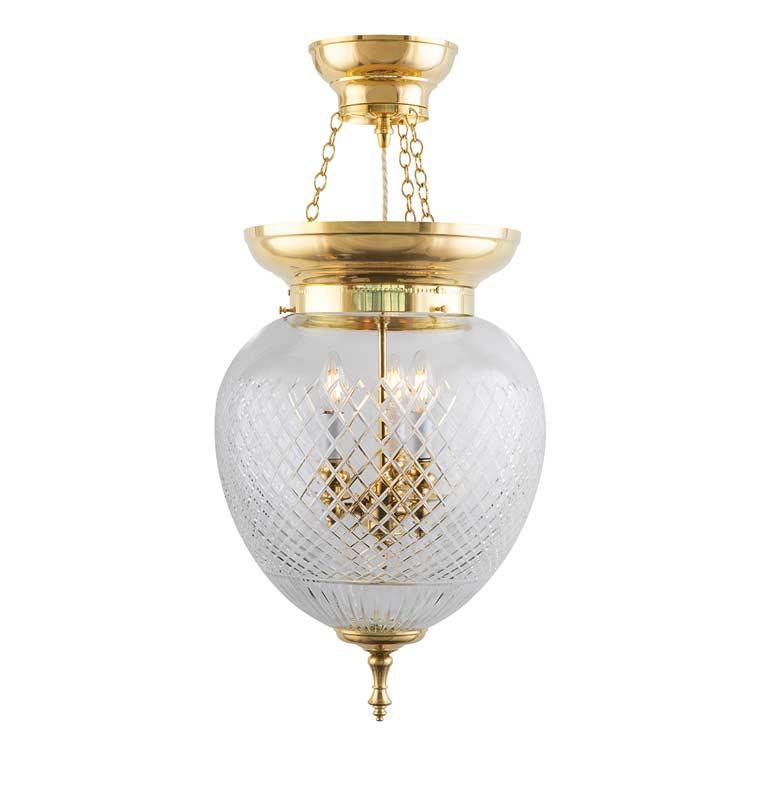 Foyerlampe – 200 Messing, geschliffenes Klarglas