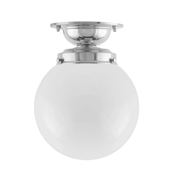 Badezimmerlampe – Lundkvist 80 vernickelt, weiß Kugelschirm