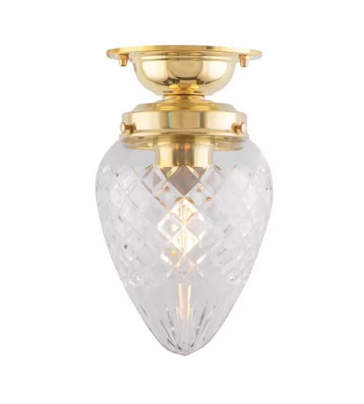 Ceiling Light - Lundkvist 80 - Brass, Clear Glass Drop Shade