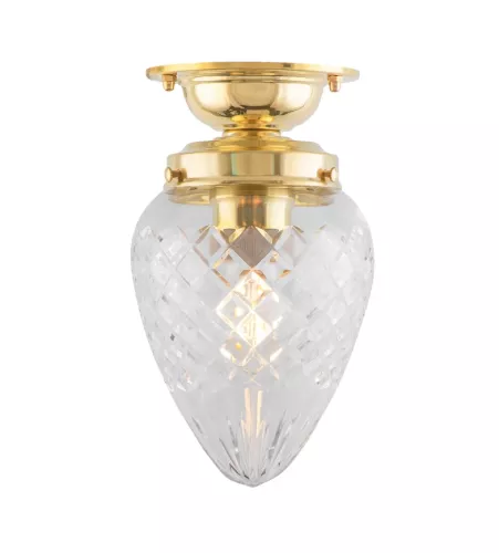 Badrumslampa - Lundkvist 80 mässing, klardroppe