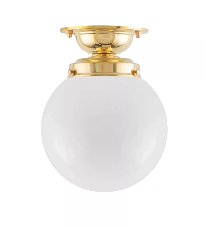 Badezimmerlampe – Lundkvist 80 Messing, weiß Kugelschirm