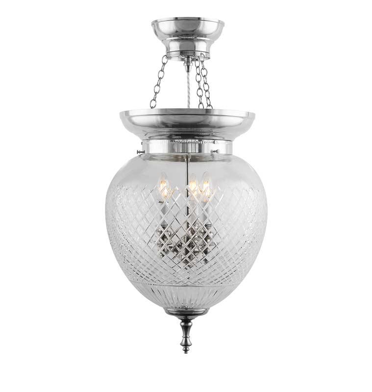 Foyerlampe – 200 vernickelt, geschliffenes Klarglas