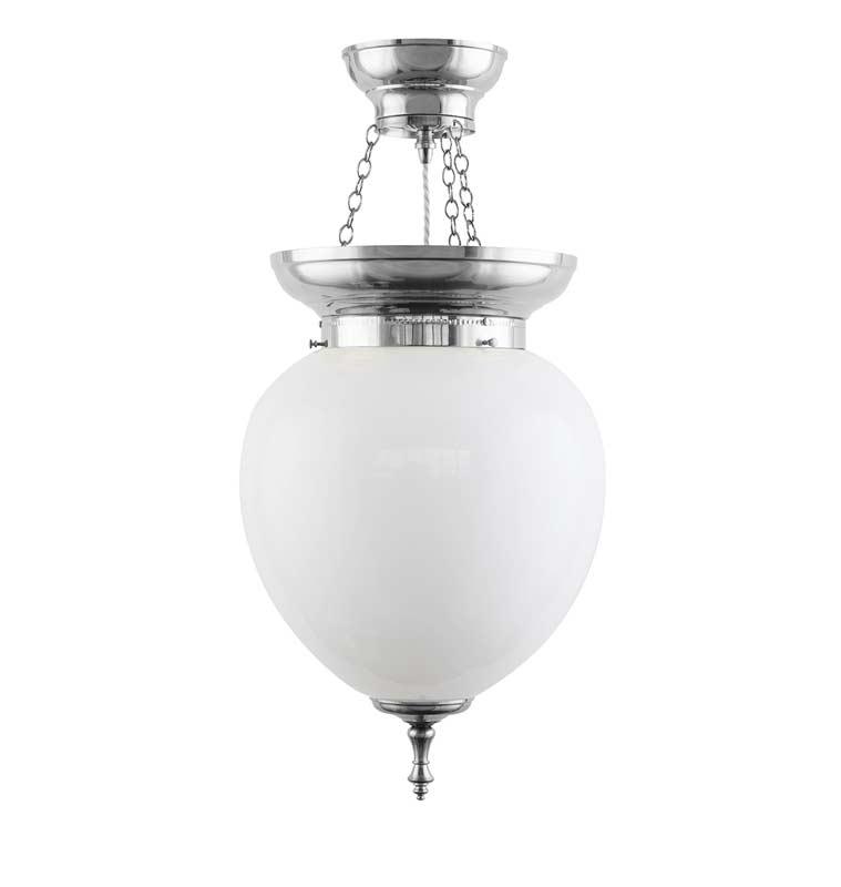 Foyerlampe – 200 vernickelt, Weißglas