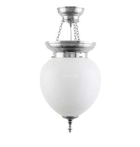 Foyer Bowl Lamp - 200 nickel-treated, opal white glass