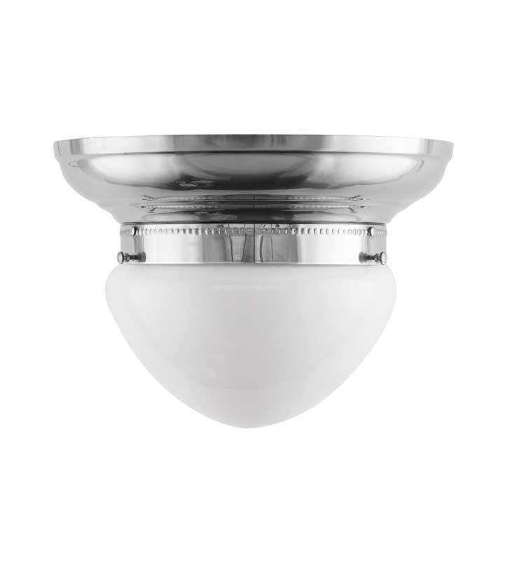 Ceiling Light - Fröding 200 Bowl Light in Nickel with Opal White Glass Shade
