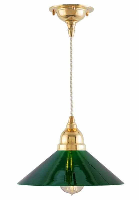 Taklampe - Byström snorpendel 60, grønn skjerm - arvestykke - gammeldags dekor - klassisk stil - retro - sekelskifte