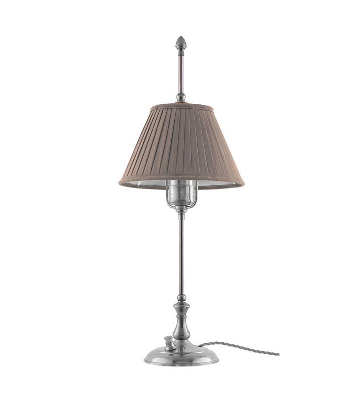 Bordlampe - Kellgren nikkel, beige skjerm - arvestykke - gammeldags dekor - klassisk stil - retro - sekelskifte