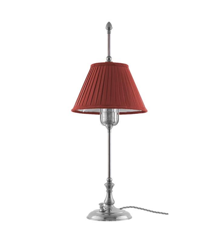 Table Lamp - Kellgren - Nickel, Red Shade