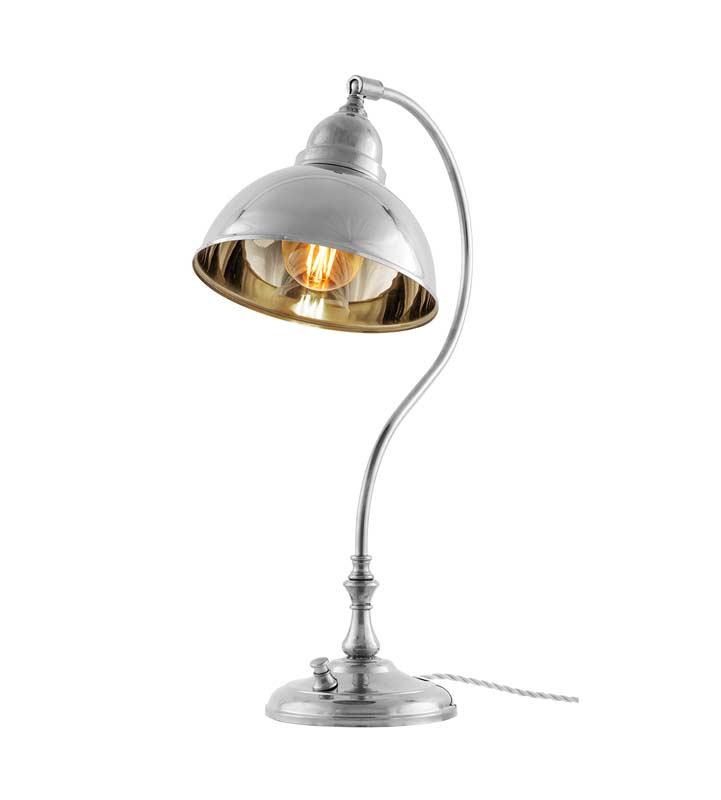 Bordslampa - Lagerlöf förnicklad mässingskärm - gammaldags inredning - klassisk stil - retro - sekelskifte