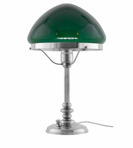 Table lamp - Karlfeldt nickel, pointed green shade