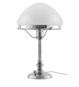 Table lamp - Karlfeldt nickel, pointed white shade