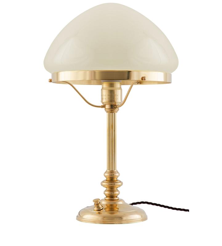 Tischlampe – Karlfeldt Messing, spitz, Cremeweiß