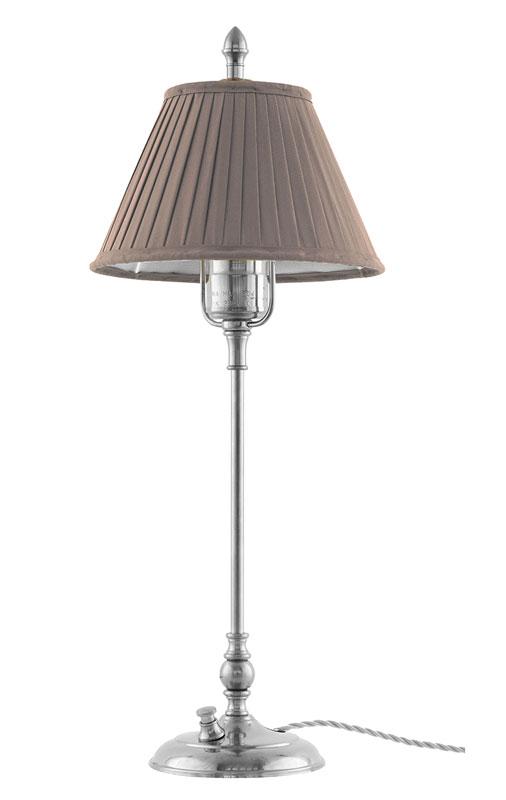 Bordlampe - Ankarcrona 50 cm, nikkel beige skjerm - arvestykke - gammeldags dekor - klassisk stil - retro - sekelskifte