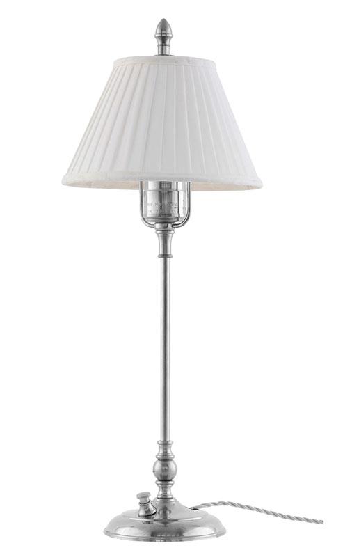 Bordslampa - Ankarcrona 50 cm, förnicklad vit skärm - gammaldags inredning - klassisk stil - retro - sekelskifte