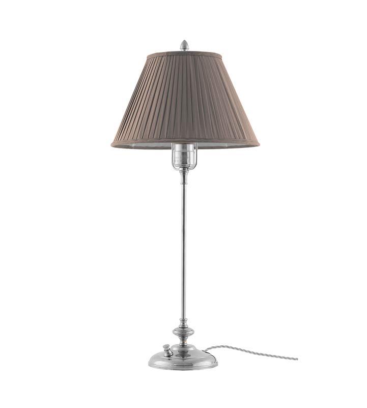Bordslampa - Moberg 65 cm, förnicklad beige skärm - gammaldags inredning - klassisk stil - retro - sekelskifte
