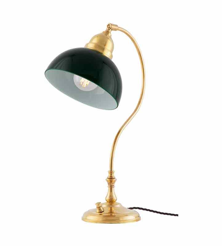 Tischlampe – Lagerlöf Messing mit grünem Lampenschirm