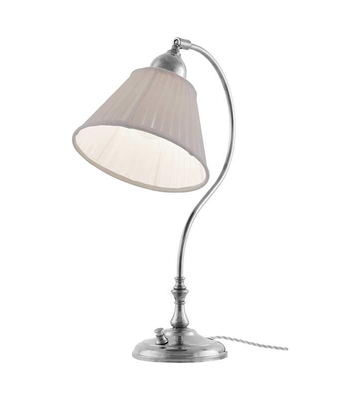 Table Lamp - Lagerlöf - Nickel-Plated with Beige Pleated Shade.