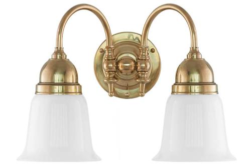 Bathroom Wall Lamp - Stackelberg brass, white glass