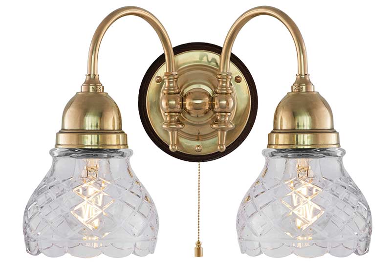 Vegglampe - Stackelberg messing, slipt klarglass - arvestykke - gammeldags dekor - klassisk stil - retro - sekelskifte
