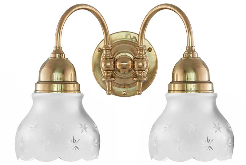 Bathroom Wall Light - Stackelberg - Brass, Matte Glass Shades