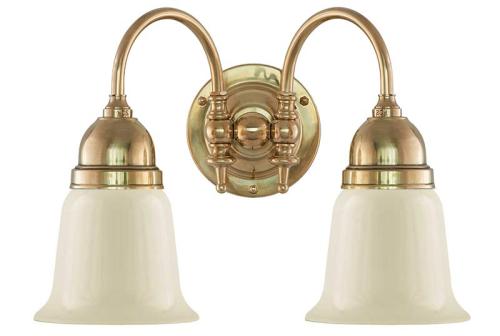 Bathroom Wall Lamp - Stackelberg brass, off white glass