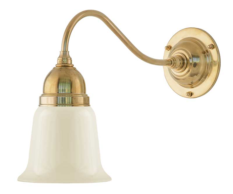 Wall lamp - Runeberg brass off white bell shade