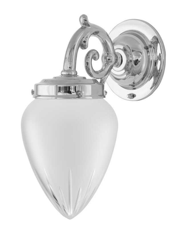 Baderomslampe - Topelius forniklet slipt matt glass - arvestykke - gammeldags dekor - klassisk stil - retro - sekelskifte