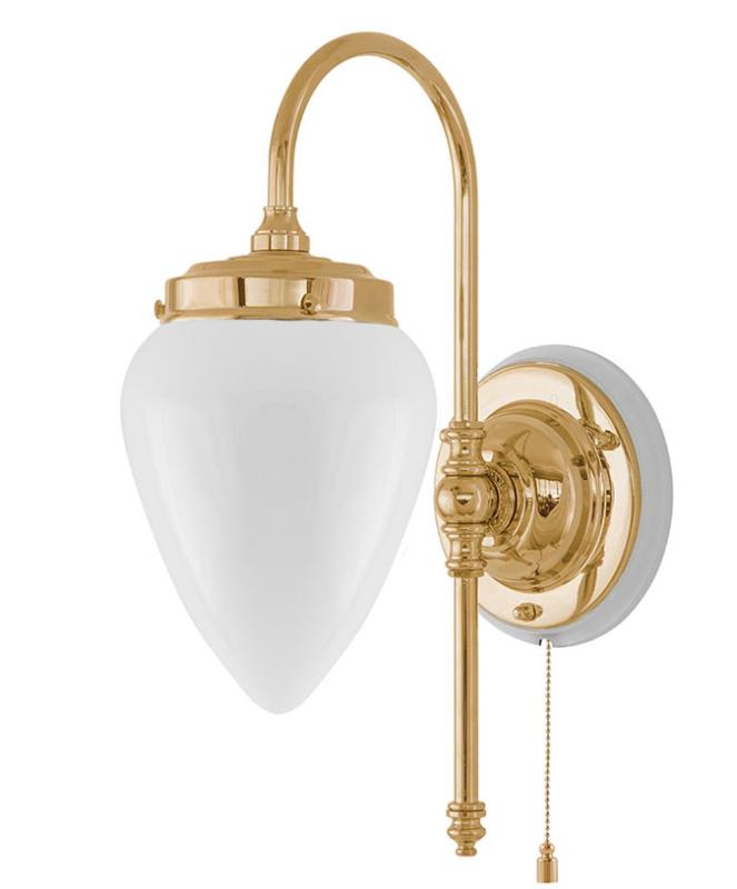 Vegglampe - Blomberg 80 opalhvitt dråpe - arvestykke - gammeldags dekor - klassisk stil - retro - sekelskifte