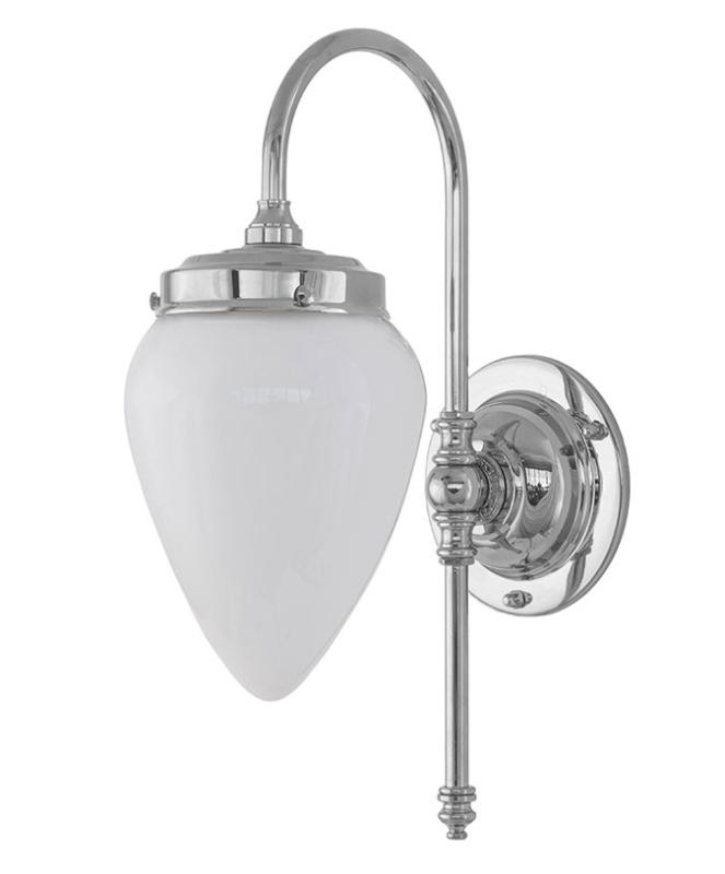 Bathroom Light - Blomberg 80 - Nickel, Opal White Glass Drop Shade