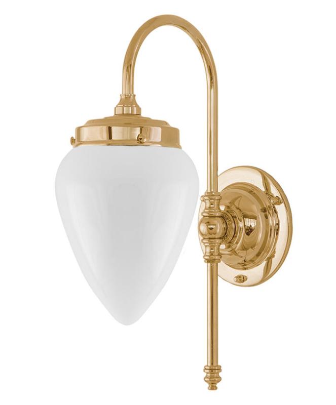 Vegglampe - Blomberg 80 opalhvitt dråpe - arvestykke - gammeldags dekor - klassisk stil - retro - sekelskifte