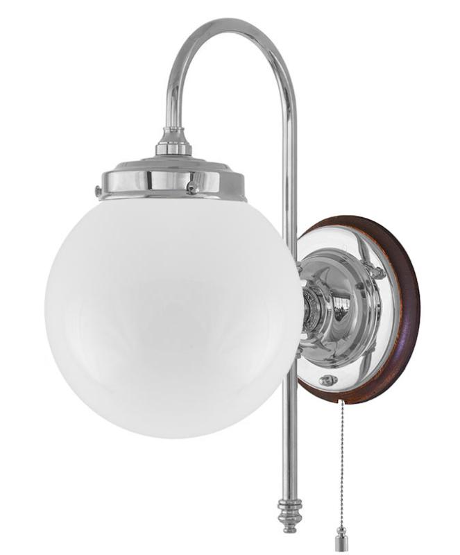 Vegglampe - Blomberg 80 forniklet globelampe - arvestykke - gammeldags dekor - klassisk stil - retro - sekelskifte
