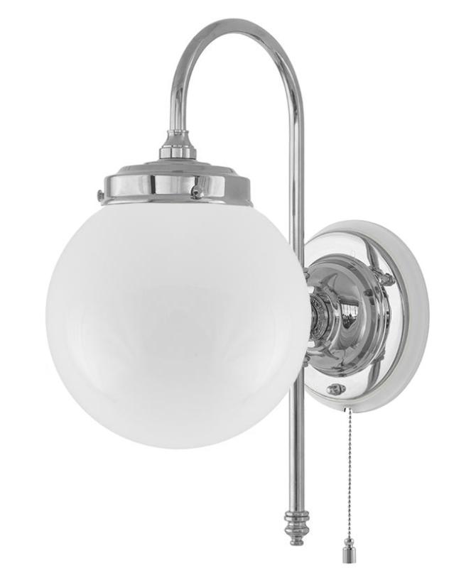 Vegglampe - Blomberg 80 forniklet globelampe - arvestykke - gammeldags dekor - klassisk stil - retro - sekelskifte