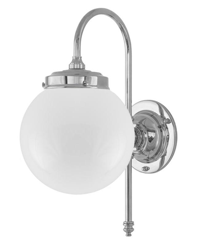 Badezimmerleuchte – Blomberg 80, vernickelt, Weißglas, Kugelform